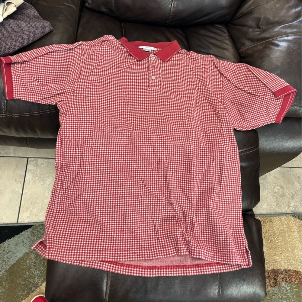 Geoffrey Beene Red Gingham Short-Sleeve Polo
